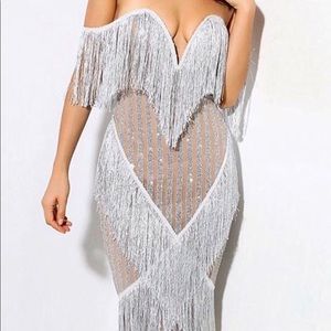 Grey tassel bandage dress